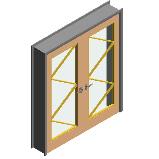 双扇平开门-格栅门.rfa