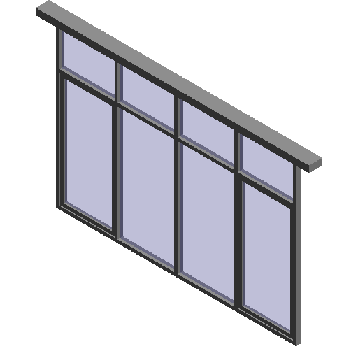 铝合金组合窗双层四列两侧平开上部固定